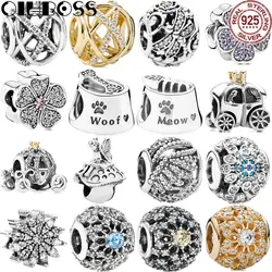 QIUBOSS Jewelry 100% 925 пробы сверкающий Серебряный Primrose Шарм DIY бусы подходят оригинальный браслет девушка моды подарок на день рождения