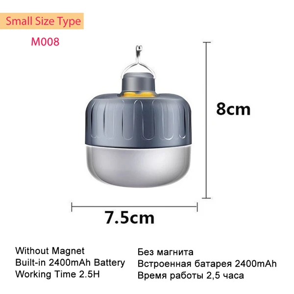 7200 мАч USB Перезаряжаемый светодиодный аварийное освещение кемпинга светильник s портативный фонарь с питанием открытый барбекю подвесной светильник для патио/крыльца - Мощность в ваттах: 20W NO Magnet