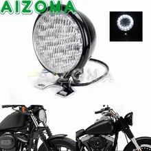 Moto Moto Custom de Ferro Preto Farol 5 “De Montagem LEVOU Cabeça Lâmpada de Frente Para Harly Choppers Touring Dyna Softail Personalizado luz