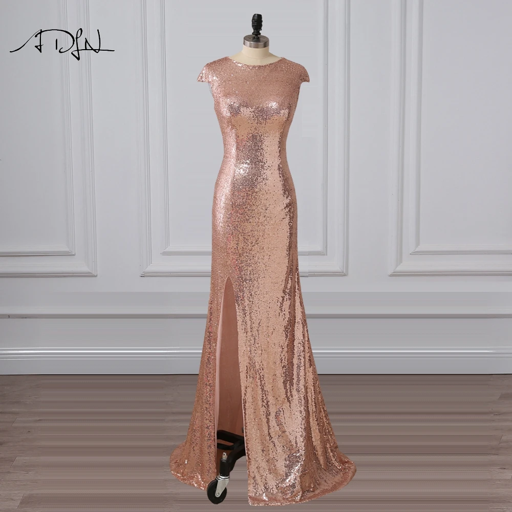 rose gold sequin party dress