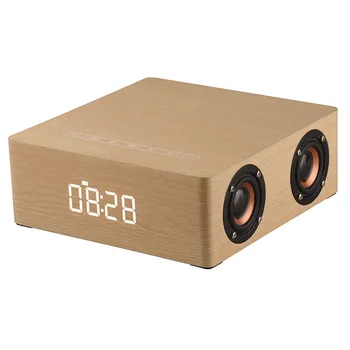 

12W Output Retro Wood Clock version Wireless Bluetooth Speaker Mini 3D Dual Loud Outdoor Speaker Music surround Handsfree