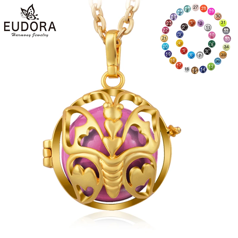 Позолоченный медальон Eudora с подвеской в виде бабочки Harmony Bola 20 мм|maternity jewelry|chime
