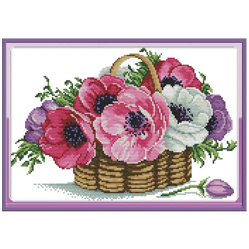 

A basket of flowers counted printed on the canvas DMC 11CT 14CT DIY kit Cross Stitch embroidery needlework Sets home decor