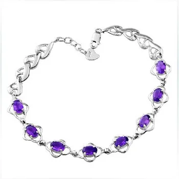 

2017 Promotion New Qi Xuan_Purple Stone Elegant Bracelets_S925 Solid Silver Purple Stone Bracelets_Manufacturer Directly Sales