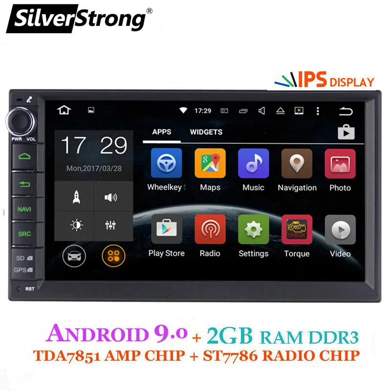 SilverStrong ips Android9.0 4G Автомобильный DVD 2din универсальный Автомобильный GPS Радио увеличитель магнитофон навигационная