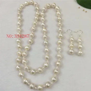 

NEW HUGE NATURAL 10-11 MM australia seas of the south white pearl necklace 30 " and earrings