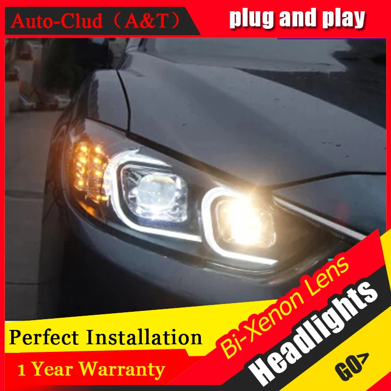 Auto Clud headlights For Mazda 6 Atenza 2014 15 LED light bar DRL D2H xenon mazda