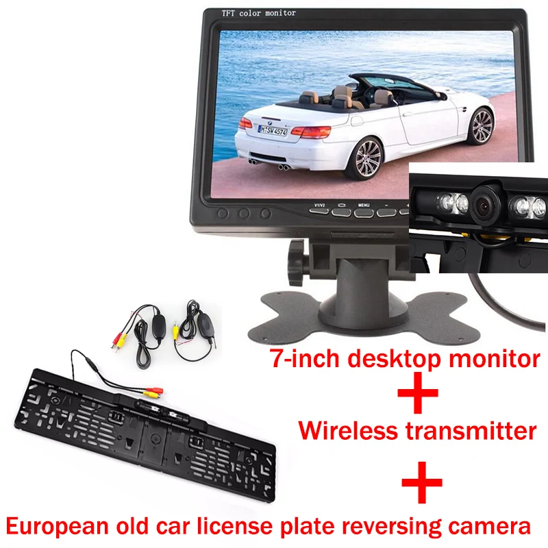 HD 7 дюймов ЖК-дисплей Дисплей резервный обратный радар Камера с светодиодный свет DVD VCR Цвет Экран автомобильная парковочная система мониторинга Ночное видение