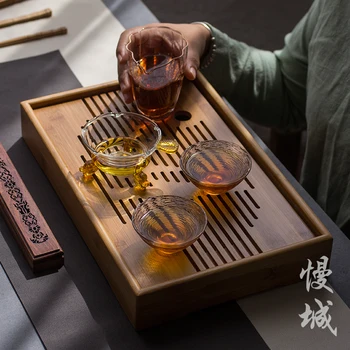 

Bamboo Tea Tray Home Kung Fu Tea Tray Rectangular Storage Water Type Tea Table Free Shipping