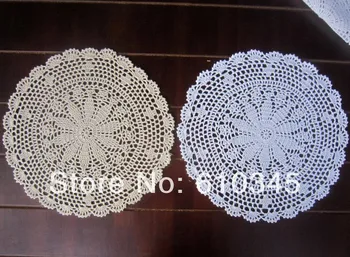 

Free shipping 35CMX35CM hand made Crochet Doliy table mat,100% cotton Ecru Doily ,table pad,coaster ,place mat 10pcs/lot