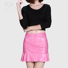 Черная, розовая, красная, однотонная, натуральная кожа, овчина, Сексуальная Мини Плиссированная Юбка saia de couro Женская юбка Jupe femme etek LT1519