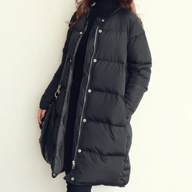 Hot Winter Coat Women Long Down Parka Thick Winter Jacket Women 2016 New O neck Ladies Cotton