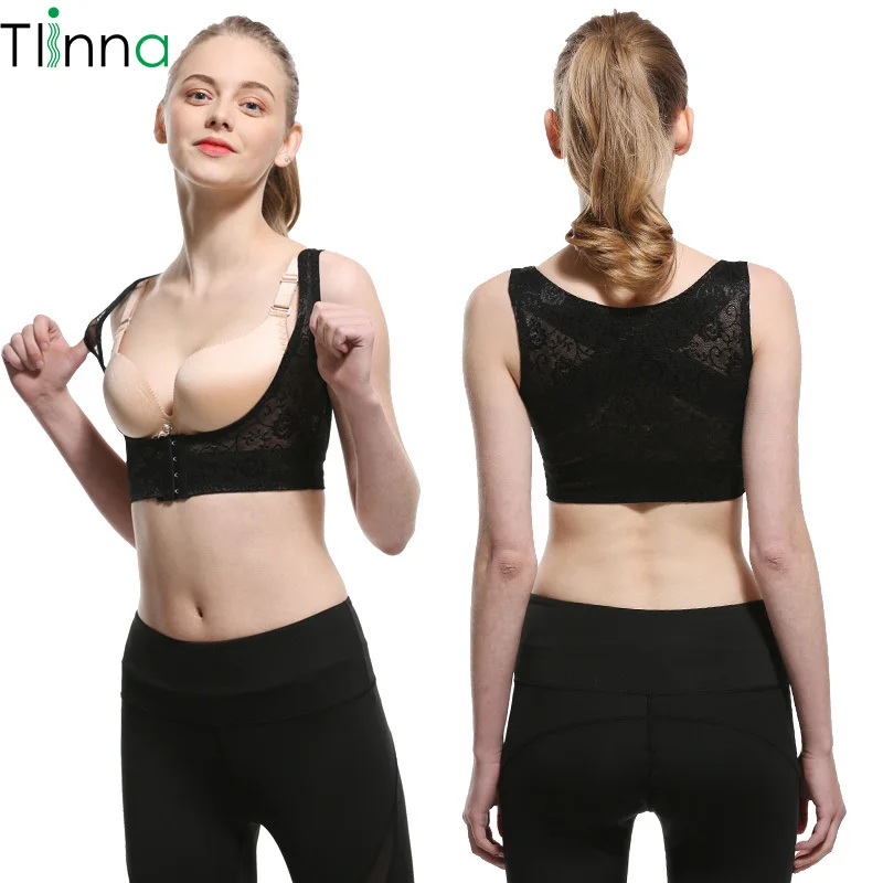 

Tlinna Invisible Back Posture Corrector Clavicle Brace Shoulder Support Strap for Women Black Breathable Lace Vest Corset