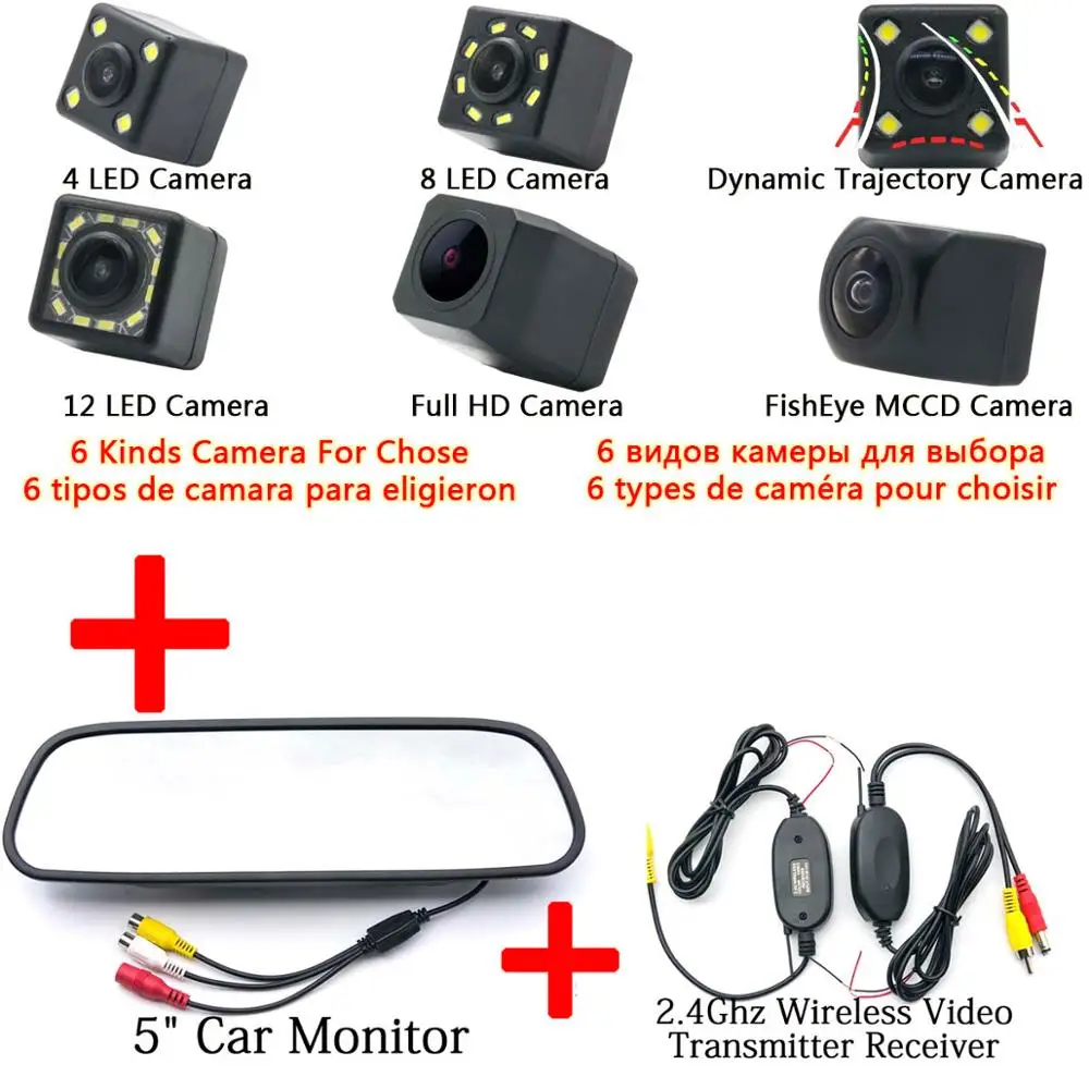 Рыбий глаз MCCD 1080P Starlight парковочная камера заднего вида для Citroen C-Quatre C-Triomphe C5 C4 Nissan Qashqai X-trail peugeot 307 - Название цвета: C Wireless 5 Mirror