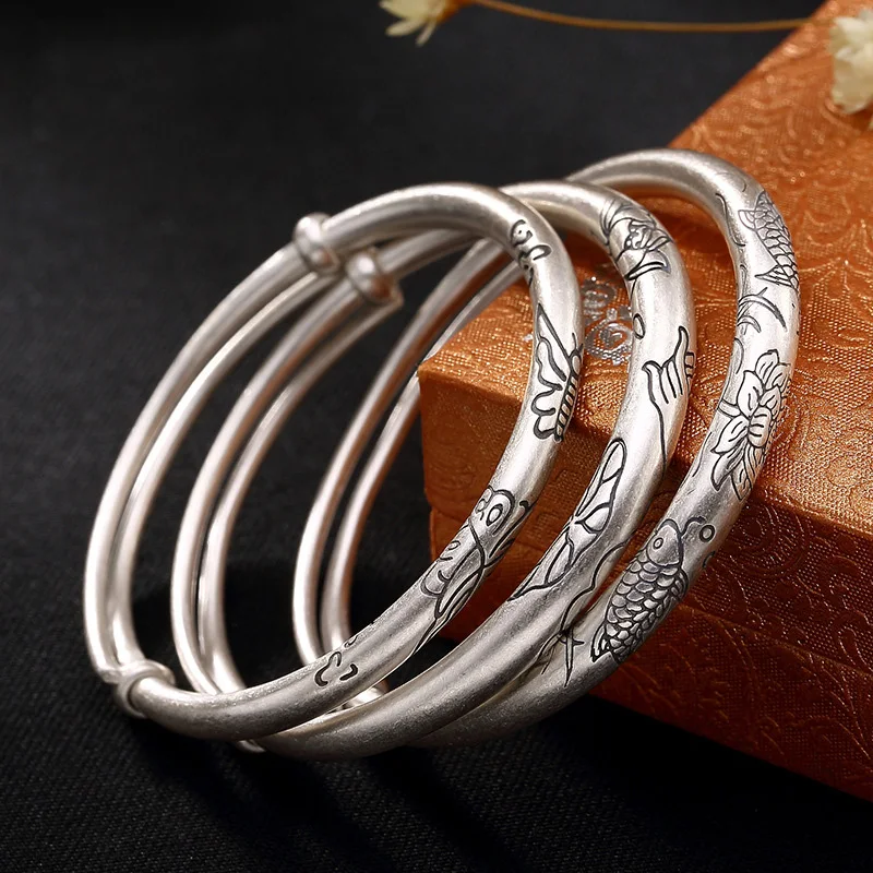 

Guaranteed 990 Sterling Silver Women Cuff Bracelets Bangle Wide Ethnic Boho Expandable Bangle Bracelet Bracelet Manchette Argent