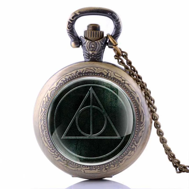 Свитер Ожерелье Хогвартс Слизерин Ravenclaw часы Ретро Snitch Quidditch Deathly Hallows кварцевые карманные часы - Цвет: Bronze 35mm