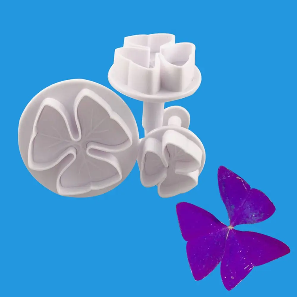 

3Pcs Plastic Clover Petal Flower Cookie Plunger Cutter Fondant Cake Decorating Tools Sugarcraft Baking Cookies Mold