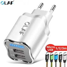 OLAF Dual USB зарядное устройство для мобильного телефона зарядное устройство s адаптер для путешествий настенное зарядное устройство для samsung Xiaomi Tablet Micro USB кабель зарядное устройство Шнур