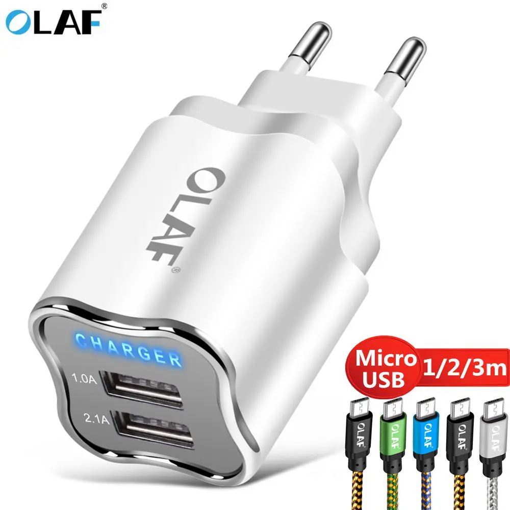 OLAF зарядное устройство с двумя USB портами адаптер для путешествий настенное Samsung