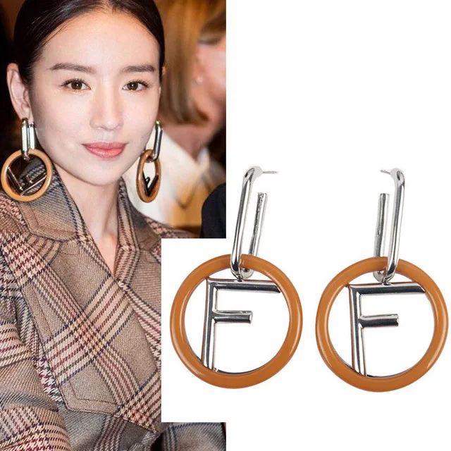 

New Europe And America Big Letter Circle Charms Drop Dangle Earrings for Women Fashion Jewelry Personality Statement Earrings