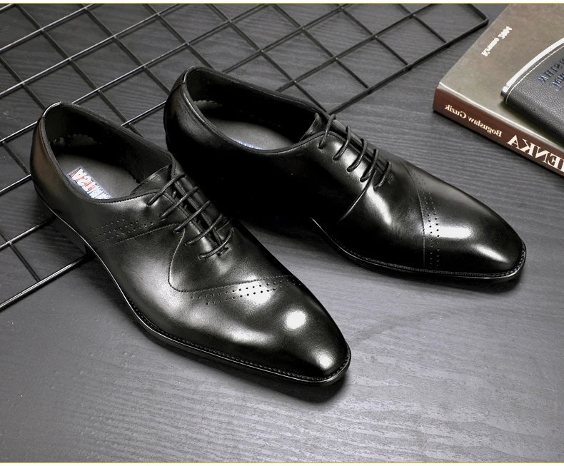 Men's Leather Casual Shoes Mens Breathable Genuine Leather Shoes Men Formal Casual Lace-up Oxford Shoes for Men Big Size 10 (3)