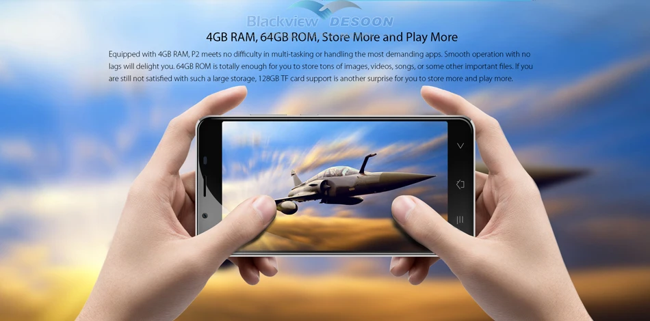 Blackview P2 Смартфон 5.5 дюйма FHD 6000 МАч MTK6750T Octa Ядро 4 Г RAM+ 64 Г ROM Отпечатков Пальцев ID 8MP+ 13MP 4 Г Мобильный Телефон