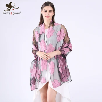 

Marte&Joven Fashion Jacquard Flower Viscose Scarves Shawl for Women Spring&Summer Thin Lightweight Long Skinny Neck Scarf