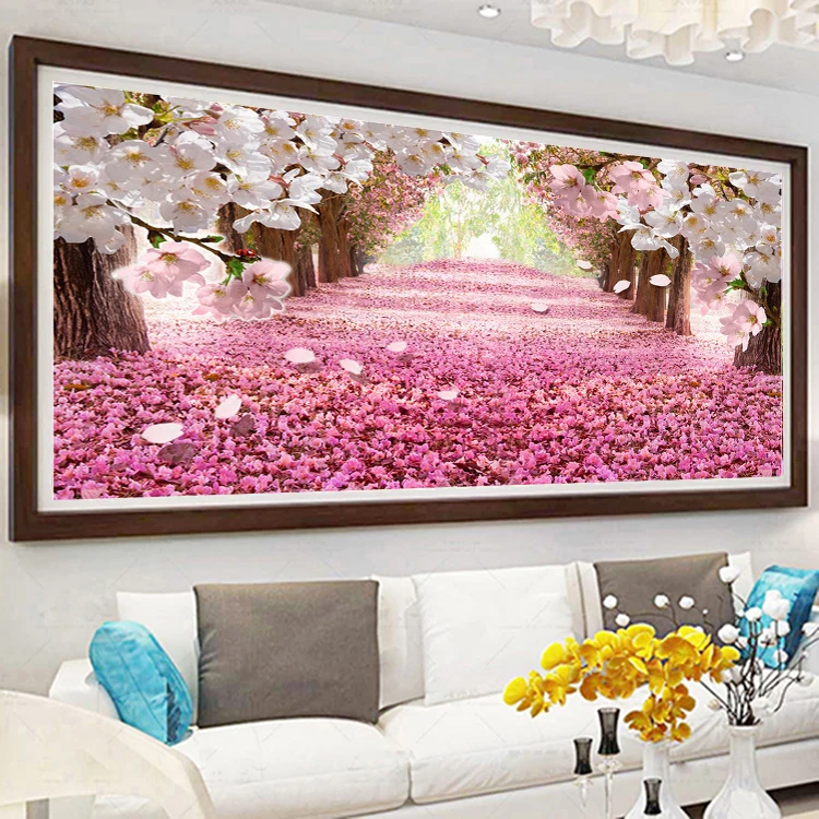 

Diy 5D Diamond Painting Cherry Brick Road Full Rhinestone Embroidery Crafts 2019 Landscape 3D Cross Stitch Kit Home Decor