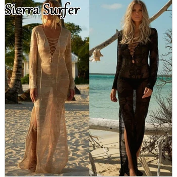 

Summer Dress Beach Bikini Cover Up Swimwear Kaftan Tunics For Knitting Bandage Skirt Long Sleeve Serviette De Plage Ronde Toalla