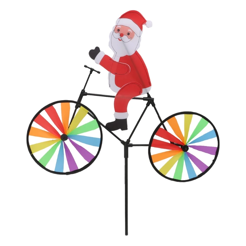 

2018 3D Large Santa Claus On Bike Windmill Wind Spinner Whirligig Yard Garden Decor Oct23-C