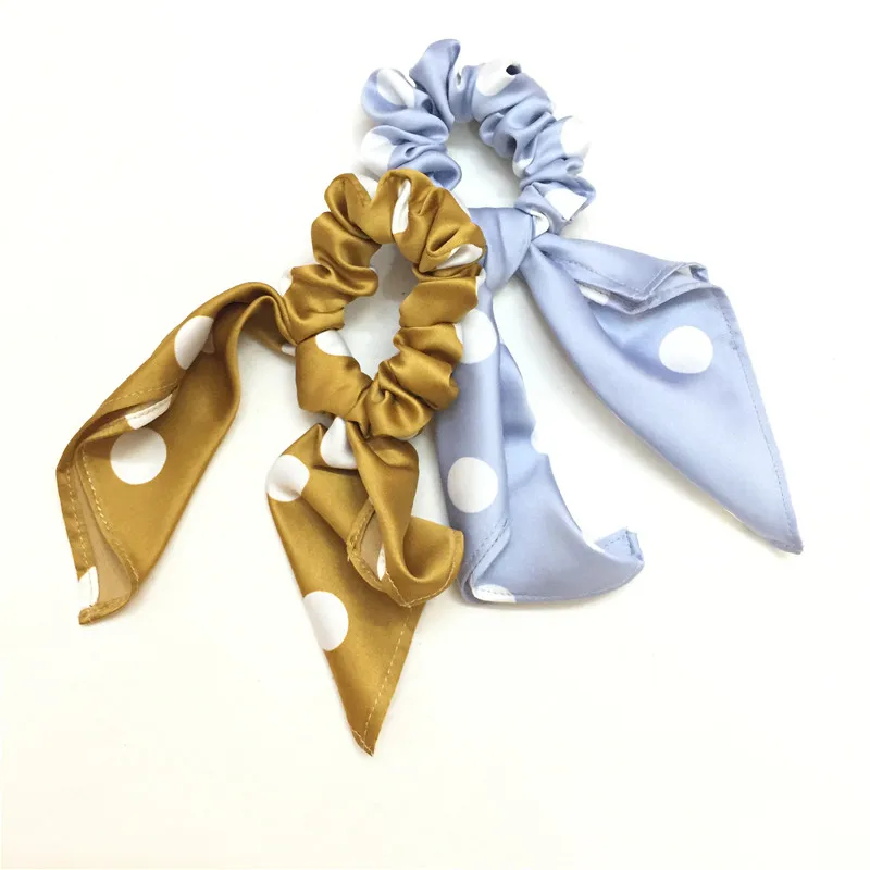 

New arrival Fashion women New lovely knot bow Hair bands dot DIY hair scrunchies girl's hair Tie Accessories Ponytail Holder