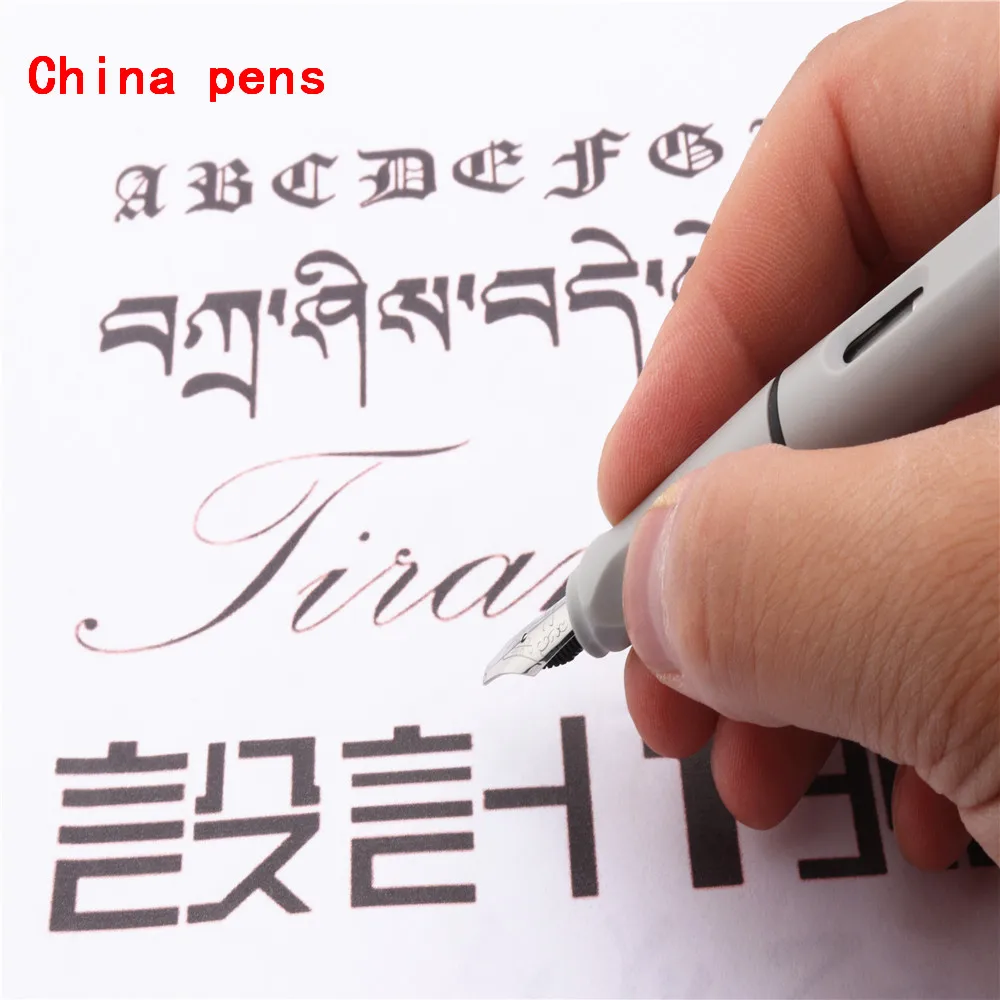 Роскошная Jinhao 872 матовая серая английская каллиграфия Duckbill параллельная художественная ручка цветочный корпус Плоский Наконечник тибетская Арабская авторучка