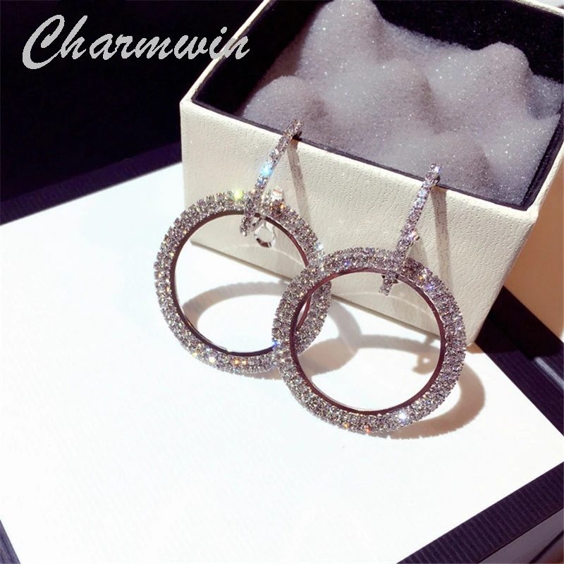 Charmwin новые модные серьги-кольца для женщин Преувеличенные большие круглые