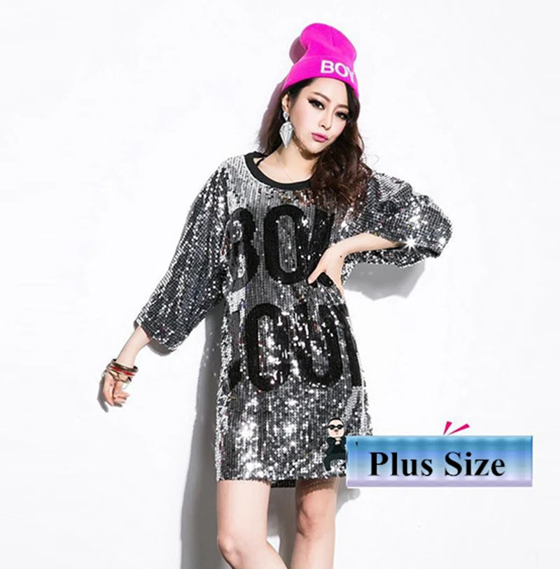 plus size sequin jersey dress