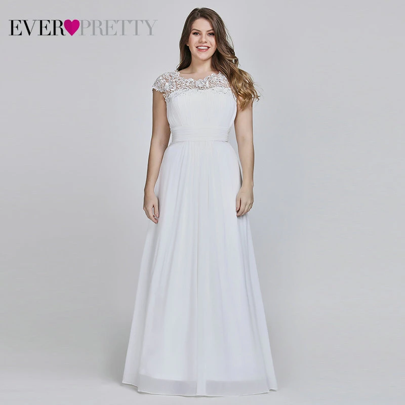 Vestido De Noiva Ever Pretty размера плюс элегантные шифоновые кружевные аппликации белые свадебные платья для женщин Свадебное платье для беременных