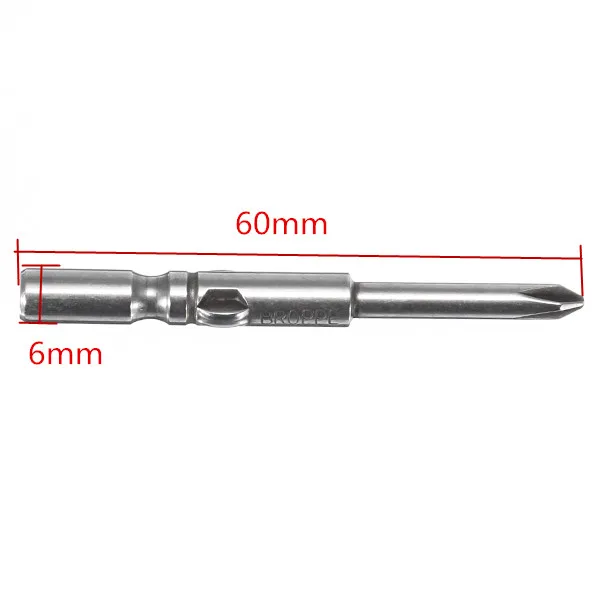 BROPPE 11Pcs 802 1.6-6.0mm Cross-Screwdriver Bits Set 6mm Round Shank Electric Screwdriver Bits