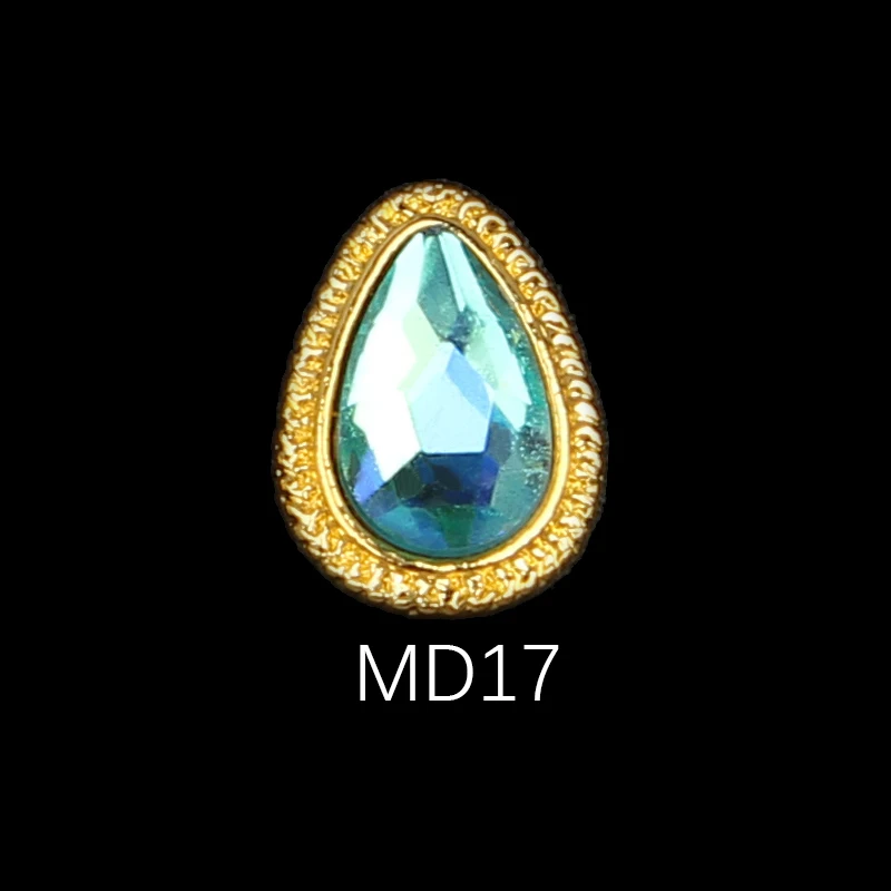 Korea Trend Nail Jewelry Style 10/30pcs Latest Metal Bezel Water Drop Stone Design 3D Nail Art Alloy Jewelry - Цвет: MD17