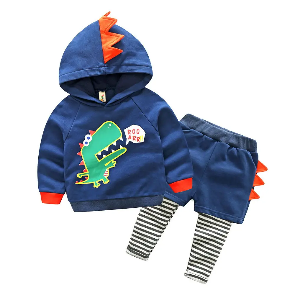 

2017 autumn boy girl Dinosaur clothes sets fashion cotton kid Hoodie sweatshirts+Haren pants Suit 2 piece baby Children clothes