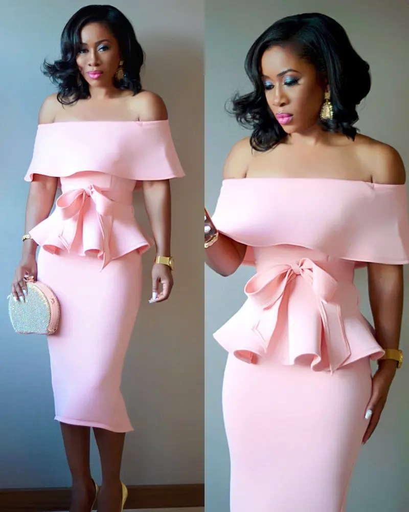 

New Fashion Women Elegant Dress Two Pieces Wrap Bodycon Bandage Dress Ruffles Pencil OL Dress CX006