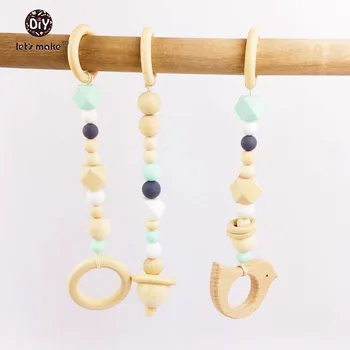 

Let's make Wooden Teether Baby Play Gym Crib Toys Wood Ring Baby Wood Beads Chewable Rattle Silicone Teehing Hex/geometric Beads