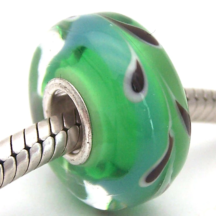 

YJG28 Cylinder 100% S925 Sterling Silver Beads Murano Glass beads Fit European Charms Bracelet charms diy jewelry Lamp-work