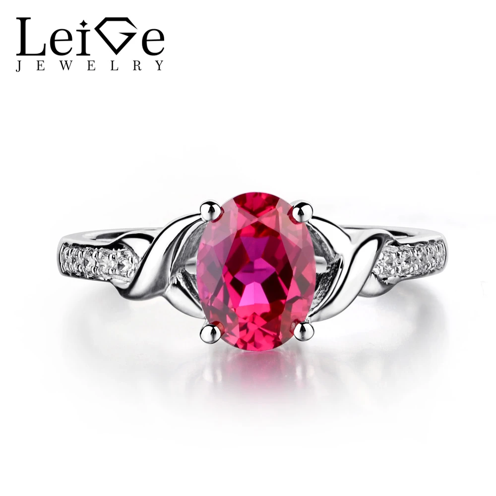 Leige Jewelry Ruby Engagement Rings For Women Sterling Silver Oval Shaped Wedding Engagement Ring July Birthstone Fine Jewelry Ring For Rings For Womenring Ring Aliexpress