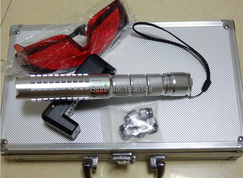 

Professional Powerful!green laser pointers 100000mw 100w 532nm burn match cigar cutting paper plastic+5caps+glasses+charger+box