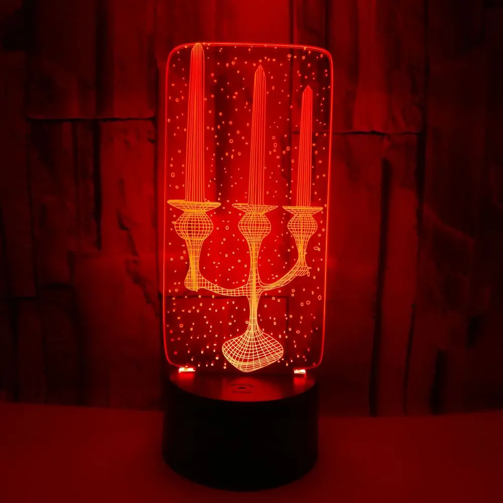3D светодиодный декоративный светильник ing кабель свеча формы USB многоцветный Спальня ночной Светильник фестиваль друзей подарки настольная лампа