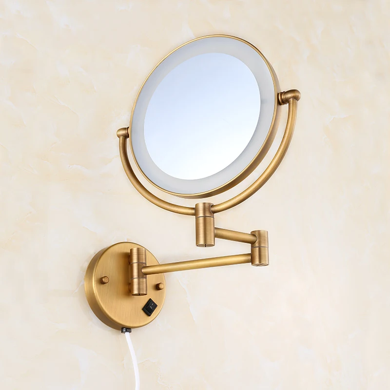 WANFAN зеркала для ванной античная латунь 1x3 увеличительное настенное освещение для ванной комнаты светодиодный косметический макияж с освещением женское зеркало 2068F