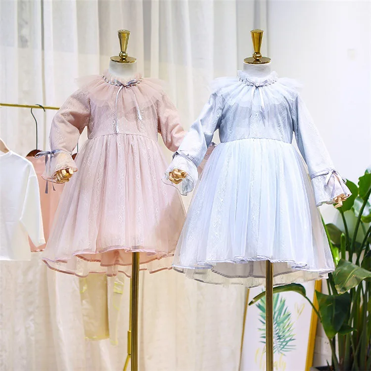 

5385 Ruffles Embroidery Princess Baby Girl Dress Christmas Fall Party Wedding Kid Dress For Girl Wholesale Thanksgiving Clothes