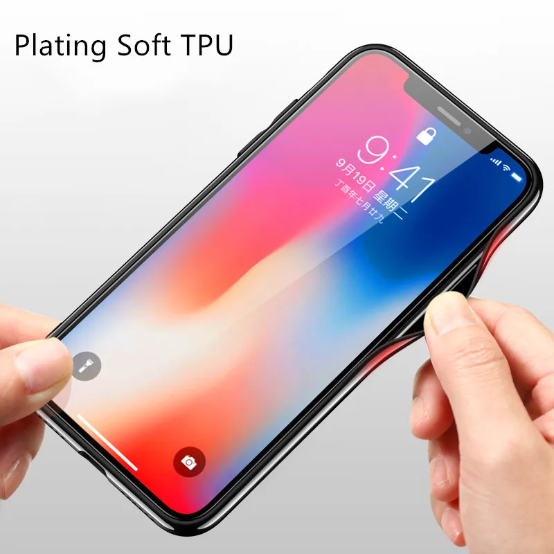Luxuxy Tempered Glass Phone Cases For iPhone 7 8 6 6S Plus Case Protective Hard Back Soft Silicone Edge Cover For iPhone X Case