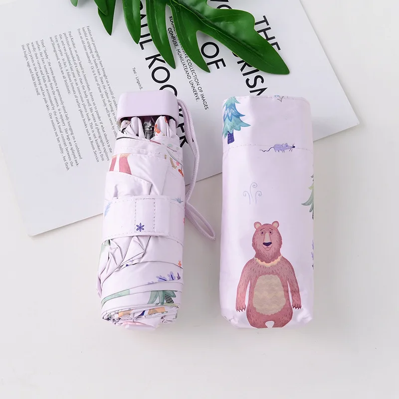 

Kids Umbrella Small Folding Umbrellas Beach Cartoon Bear Rain Waterproof Children Sun Umbrella For Girl Pocket Travel Umbrella