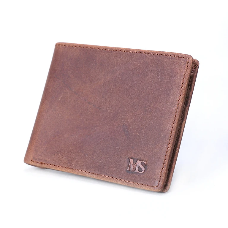 

MS Mens' Dull Polish Genuine Leather Wallet Men Vintage Cowhide Purse