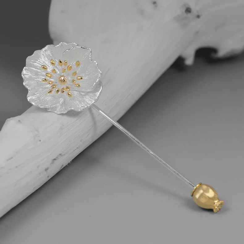 

INATURE 925 Sterling Silver Vintage Poppy Flower Brooch Pins for Women Jewelry Gift